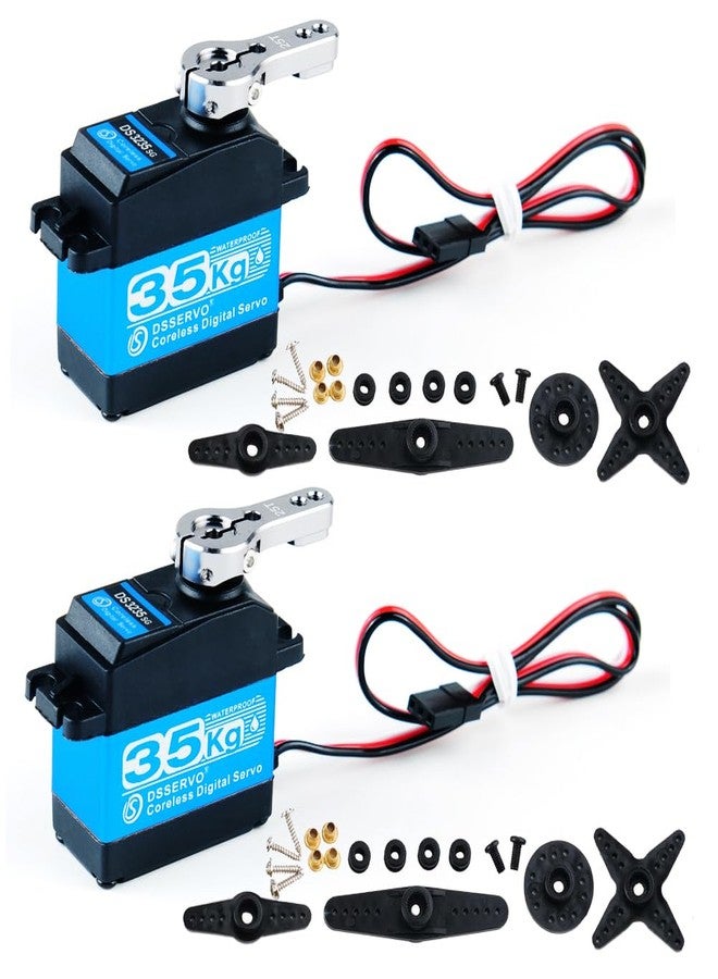 Stemedu High Torque 35KG RC Steering Servo DS3235SG 7.4V Waterproof Coreless Motor Digital Servo Stainless Steel Metal Gear Servo for 1/8 1/10 1/12 RC Car/Boat (Pack of 2, 270 Degree) - Image 1